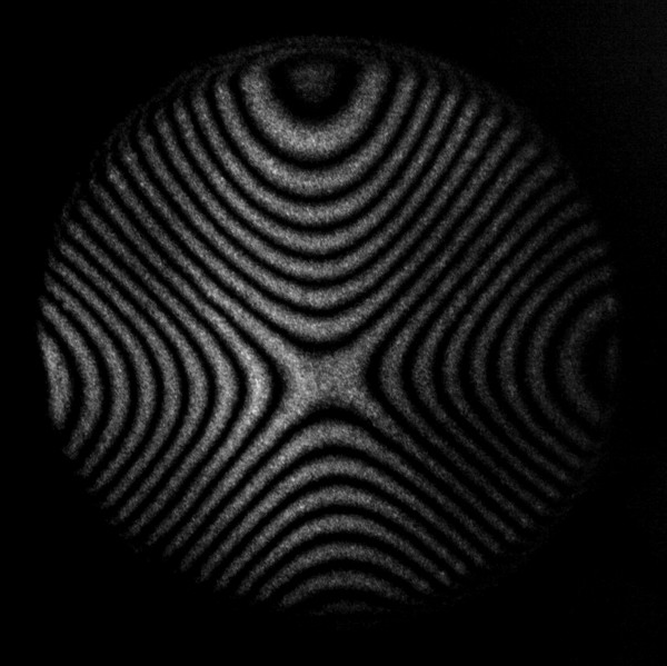 Astigmatism: Example of Bimorp Deformable Mirror Response function measured with a Twyman-Green interferometer at l = 632.8 nm, 30 mm aperture.